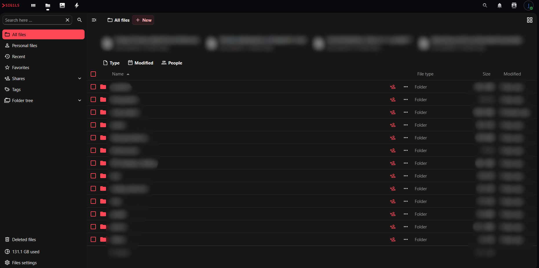Nextcloud web UI with custom dark theme